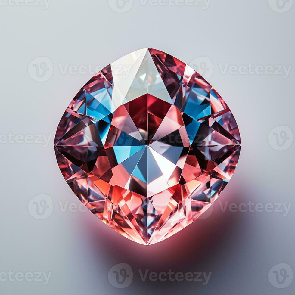 AI generated Faceted diamond, shiny bright transparent natural mineral - AI generated image photo