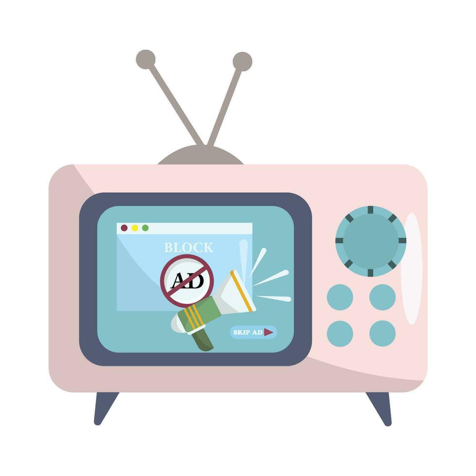 no ads  with megaphone in television illustration vector