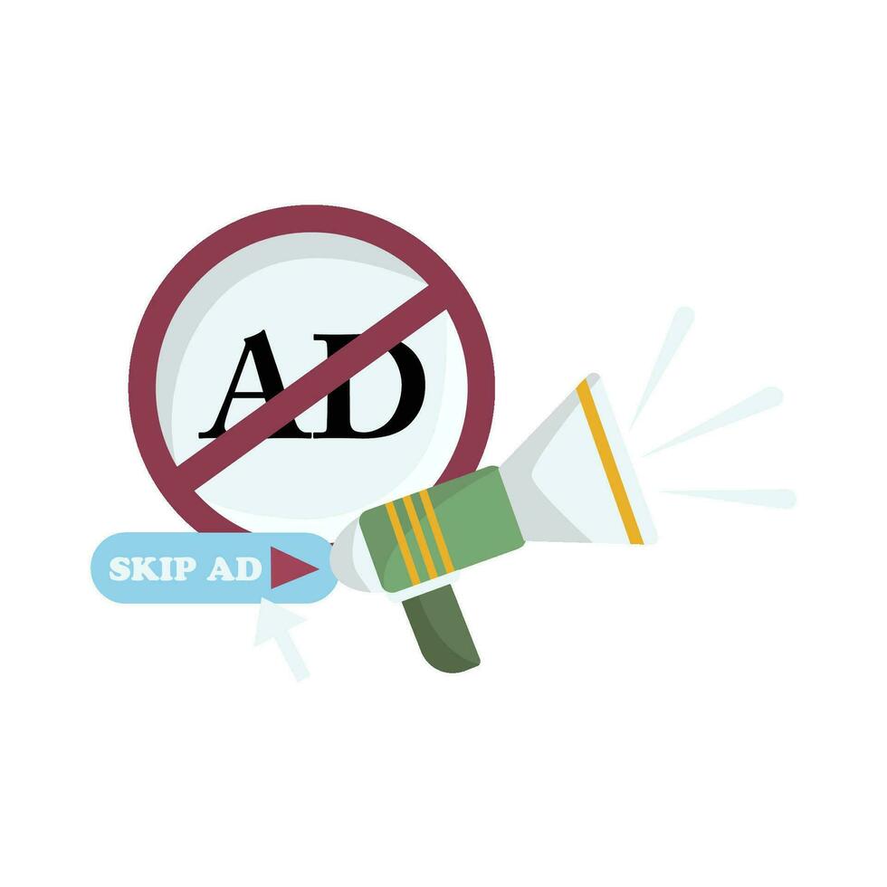 no ads in board with megaphone  illustration vector