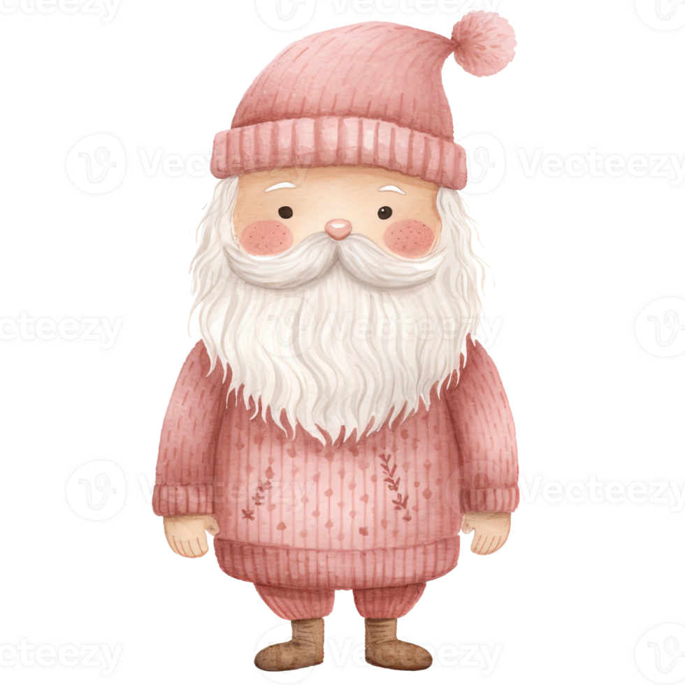 ai gegenereerd schattig roze de kerstman claus waterverf clip art illustratie voor vakantie vreugde, generatief ai png