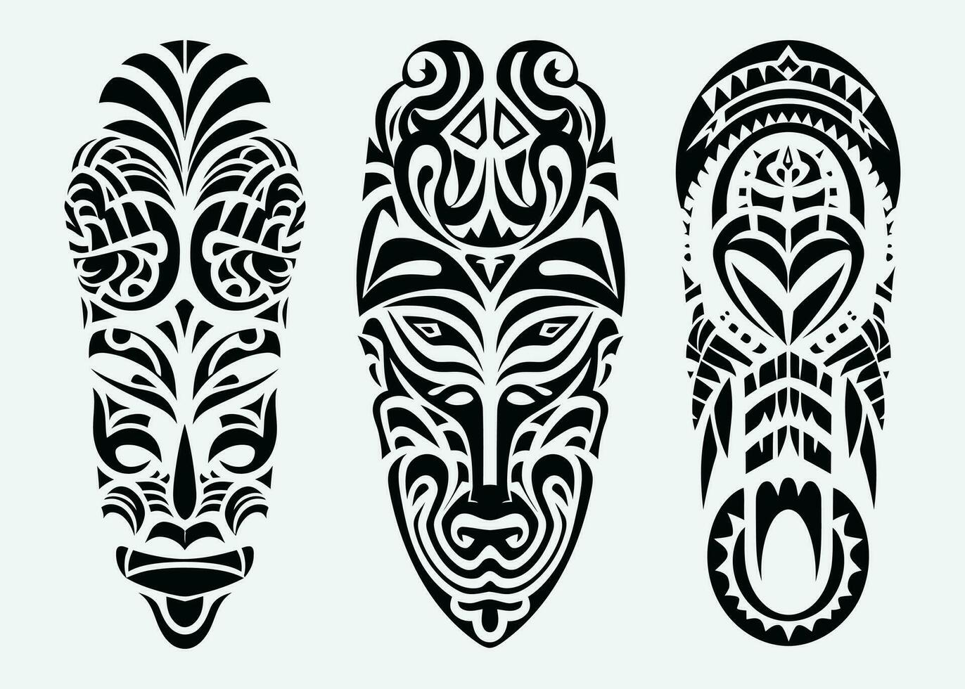 Hand drawn set of tattoo sketch maori style for leg or shoulder vector