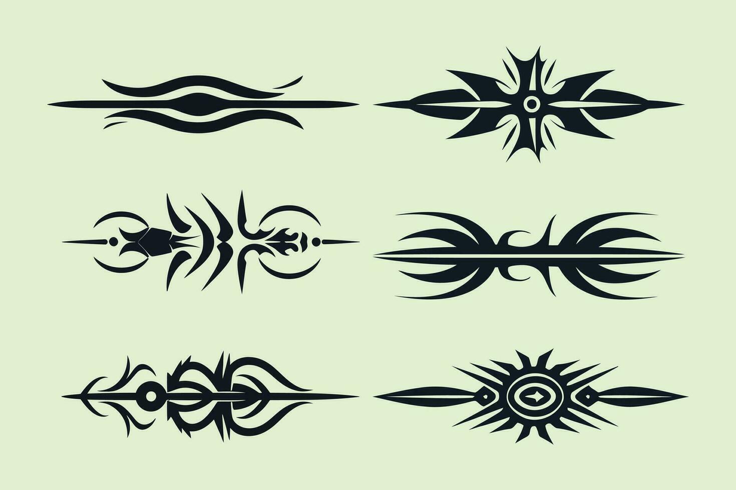 Flat tribal tattoo borders element vector