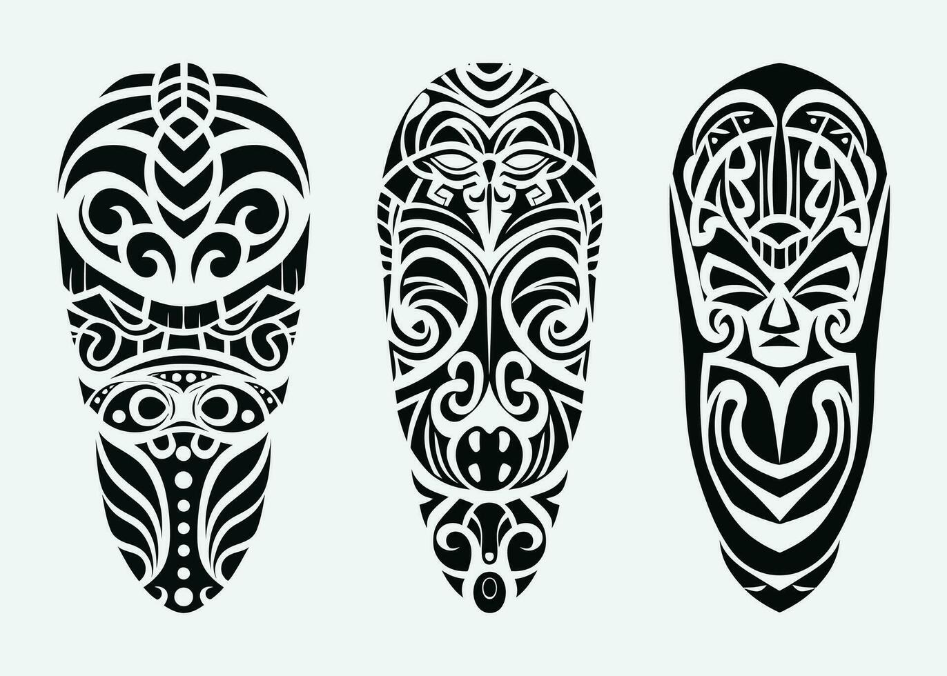 Hand drawn set of tattoo sketch maori style for leg or shoulder vector