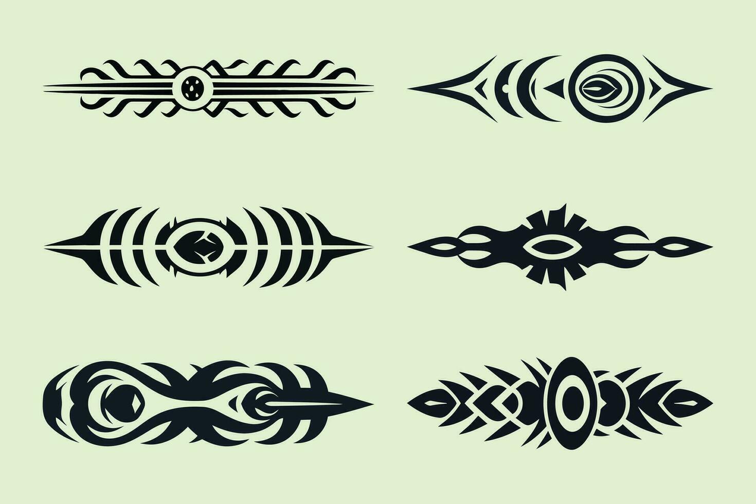 Flat tribal tattoo borders element vector