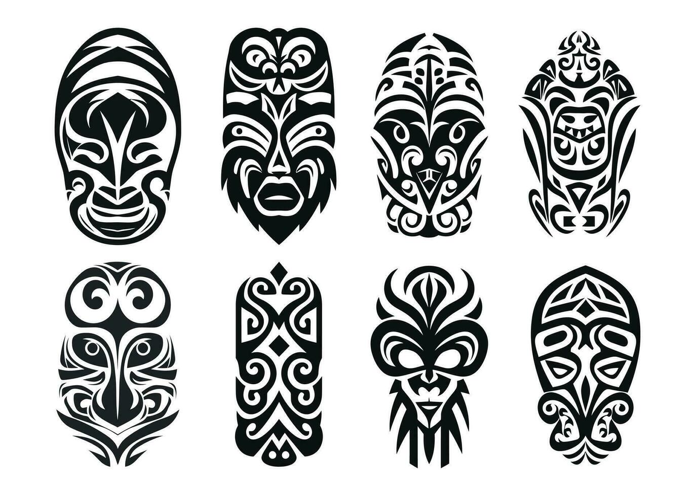 Hand drawn set of tattoo sketch maori style for leg or shoulder vector