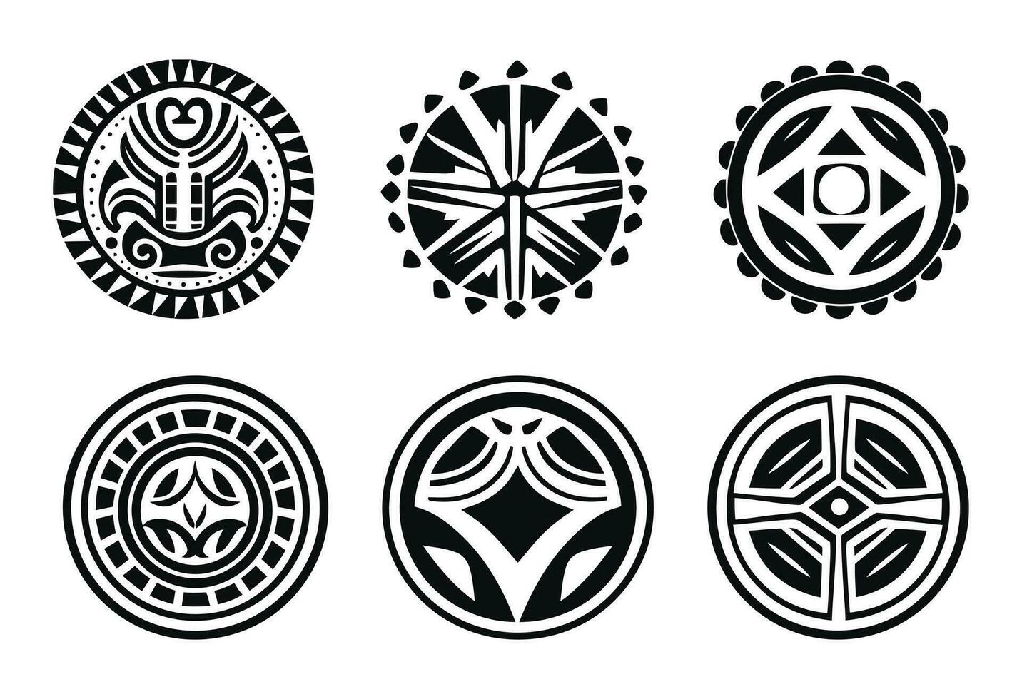 Round Maori tattoo ornament african maya aztec ethnic tribal style vector