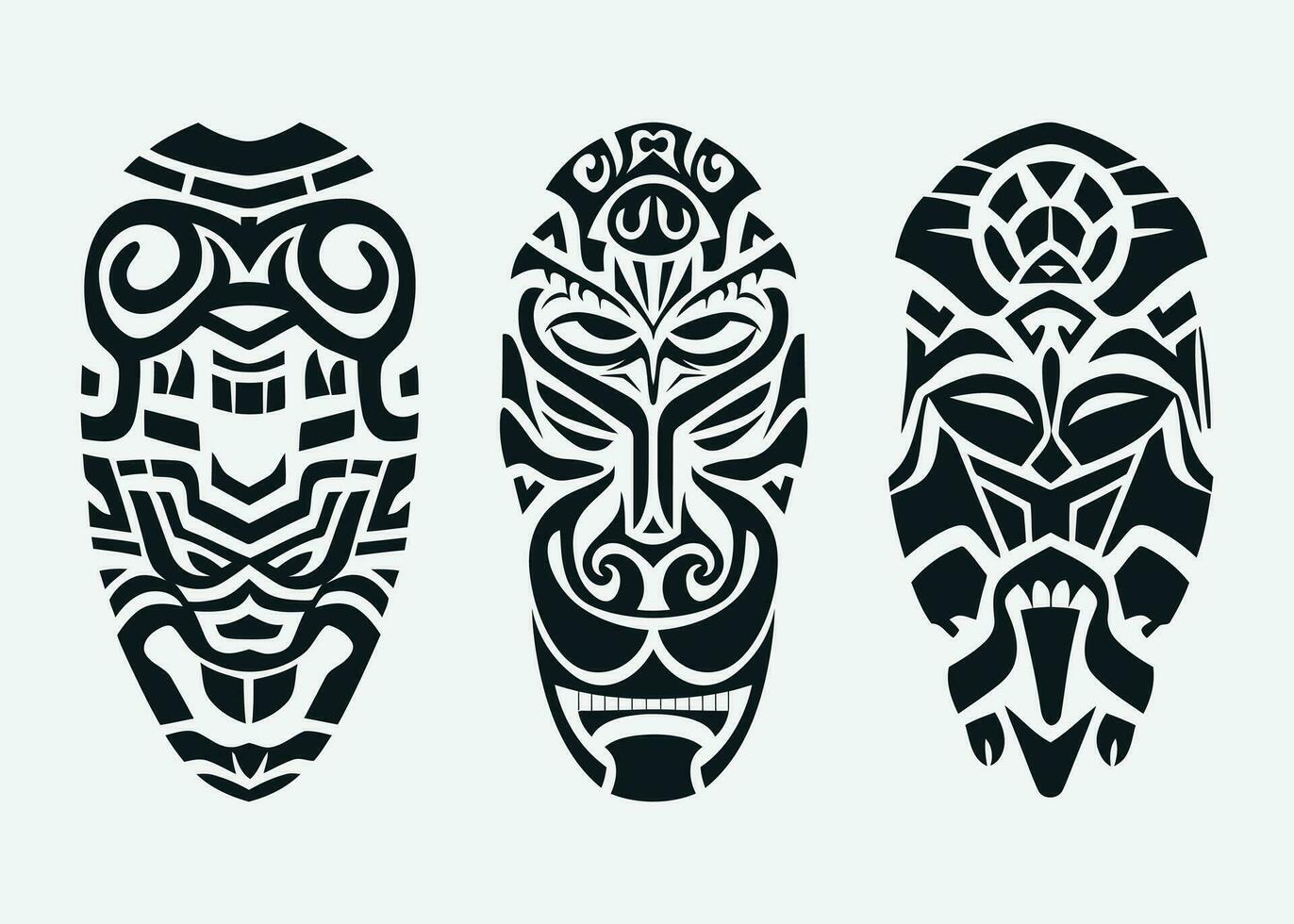 Hand drawn set of tattoo sketch maori style for leg or shoulder vector