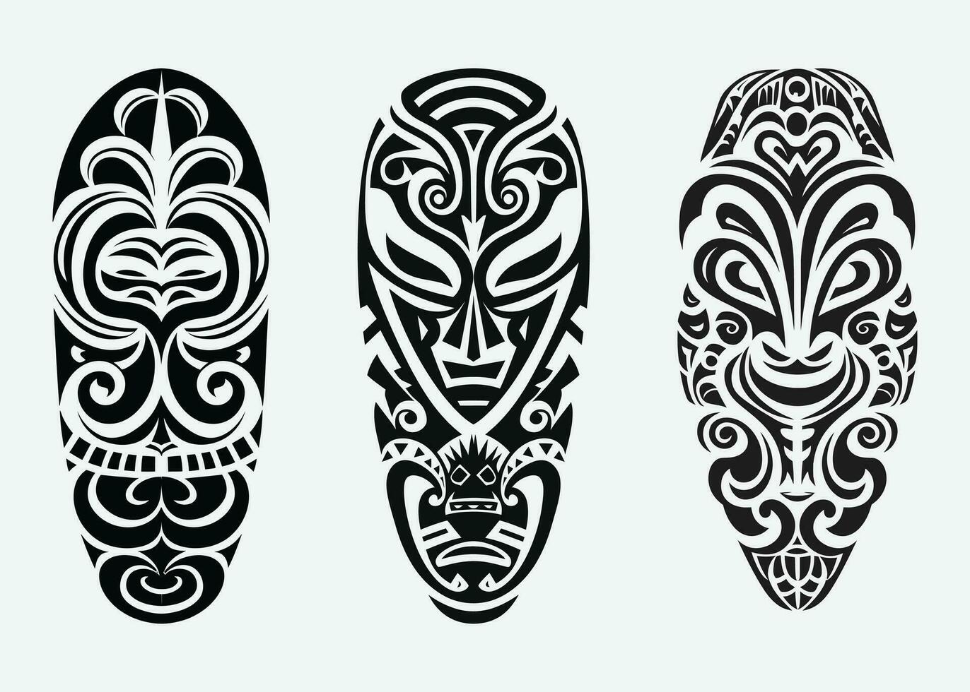 Hand drawn set of tattoo sketch maori style for leg or shoulder vector