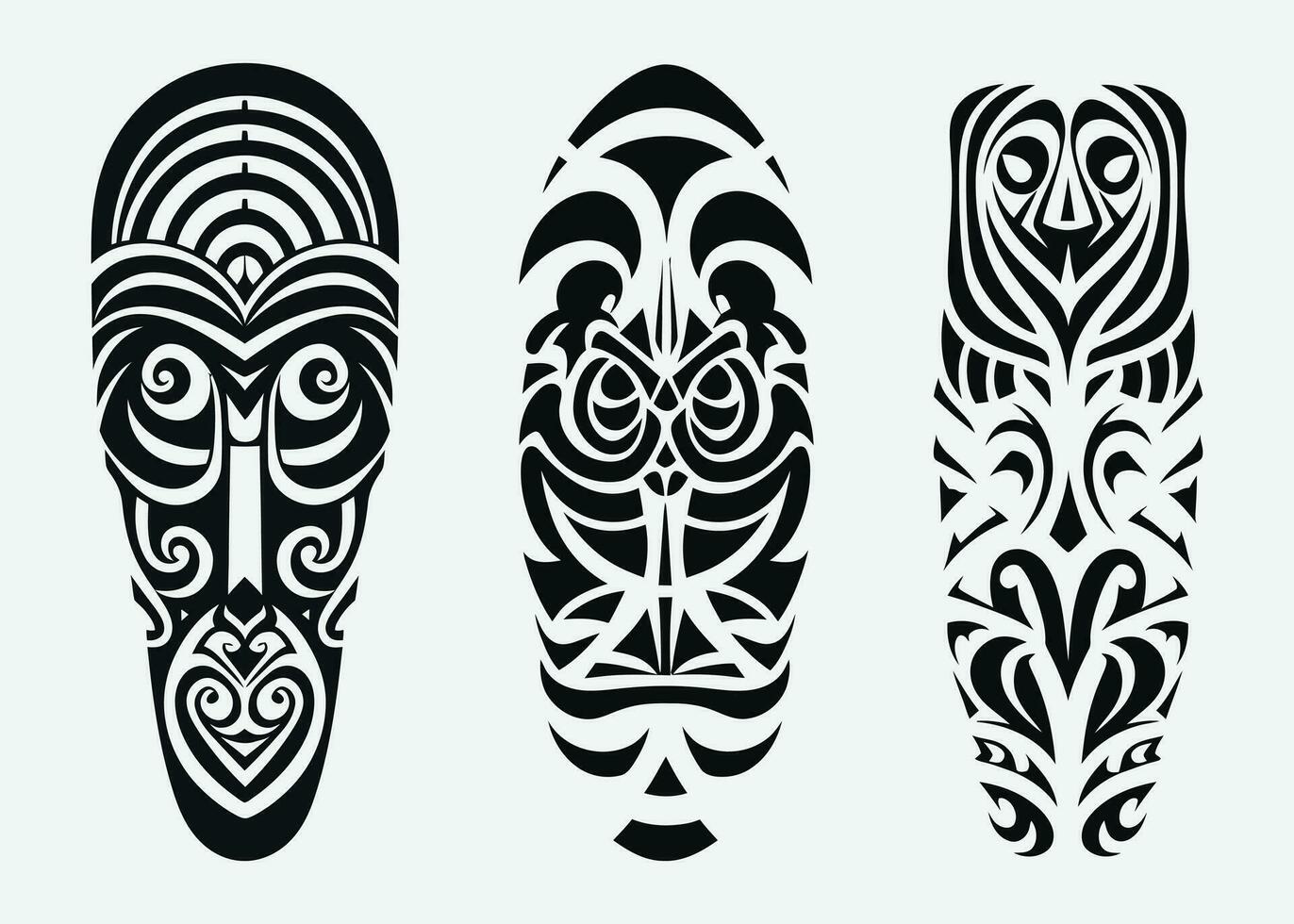 Hand drawn set of tattoo sketch maori style for leg or shoulder vector