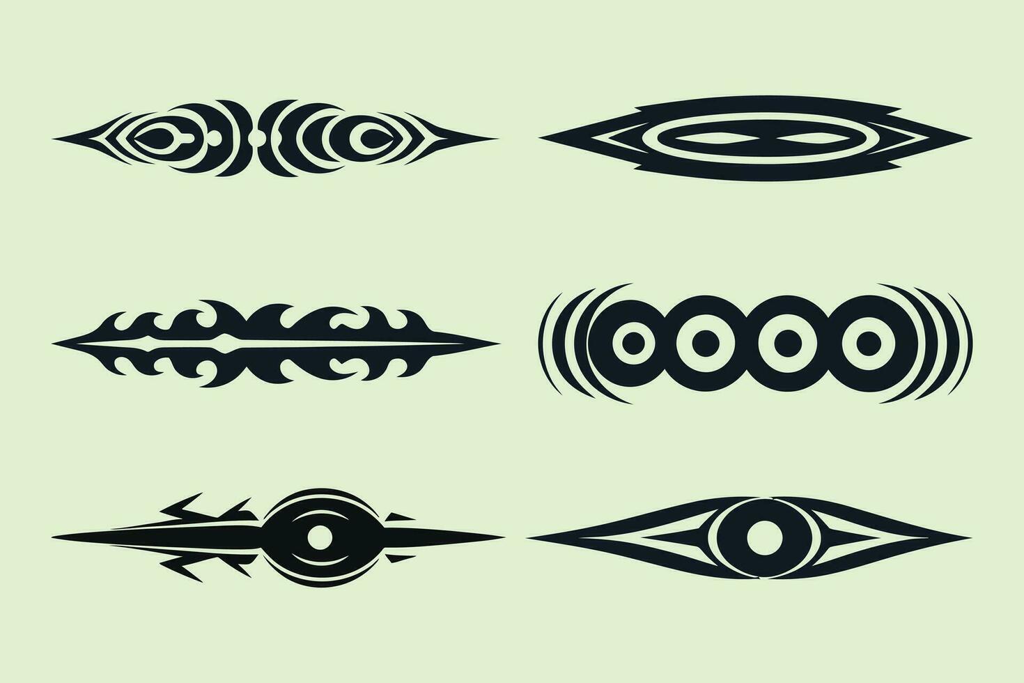 Flat tribal tattoo borders element vector