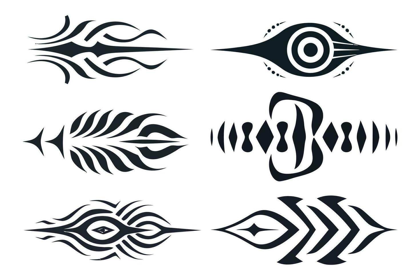 Flat tribal tattoo borders element vector