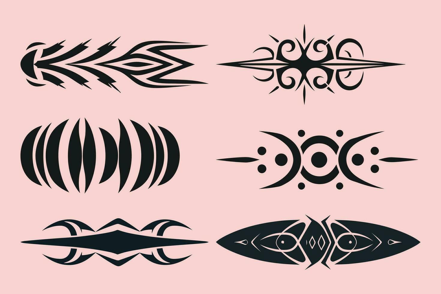 Flat tribal tattoo borders element vector