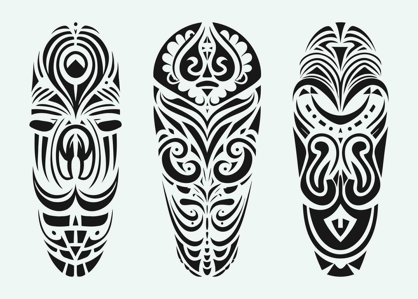 Hand drawn set of tattoo sketch maori style for leg or shoulder vector