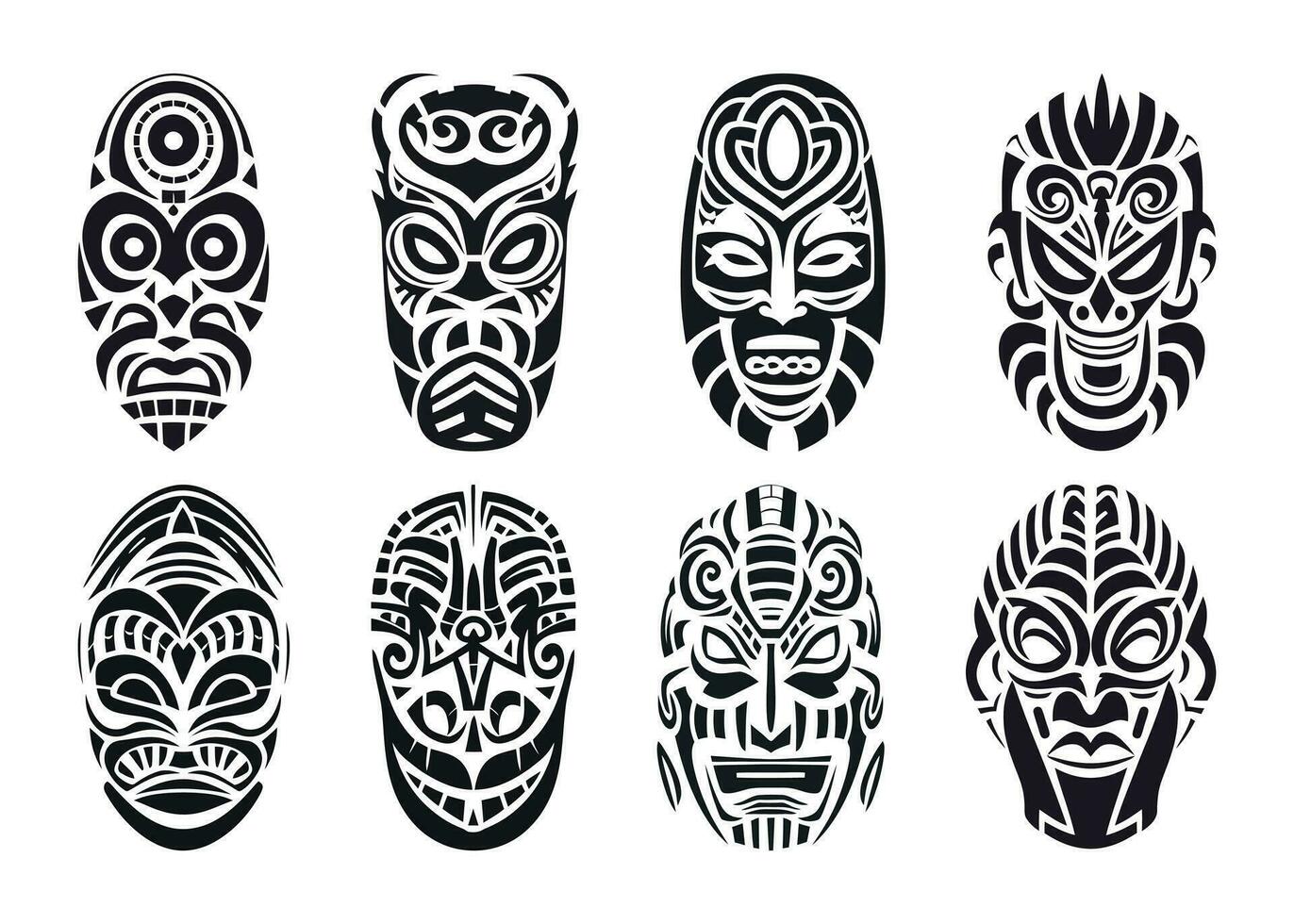 Hand drawn set of tattoo sketch maori style for leg or shoulder vector