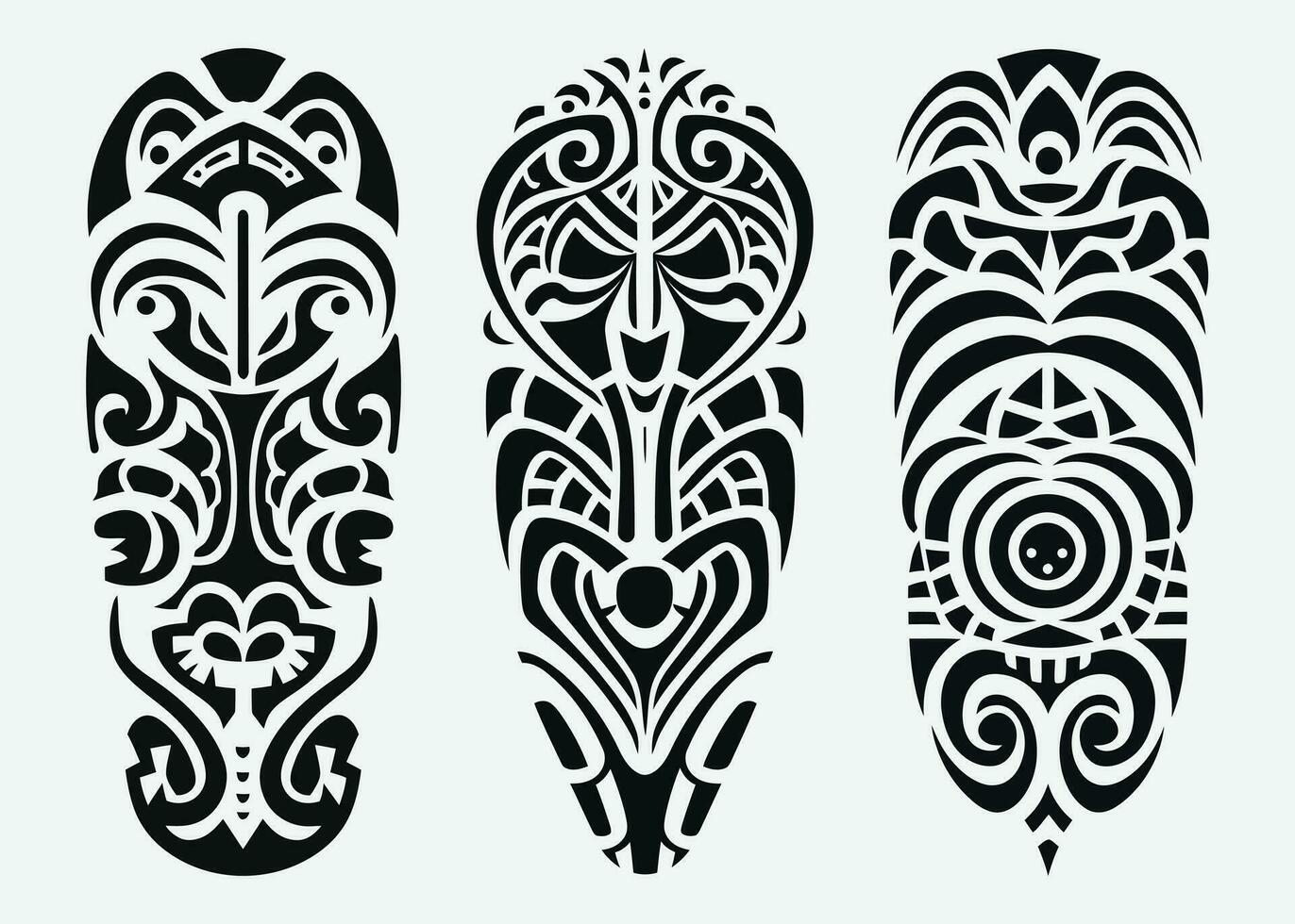 Hand drawn set of tattoo sketch maori style for leg or shoulder ...