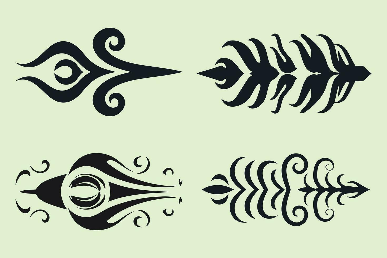 Flat tribal tattoo borders element vector