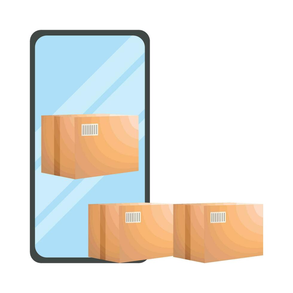 mobile phone with box illustration vector