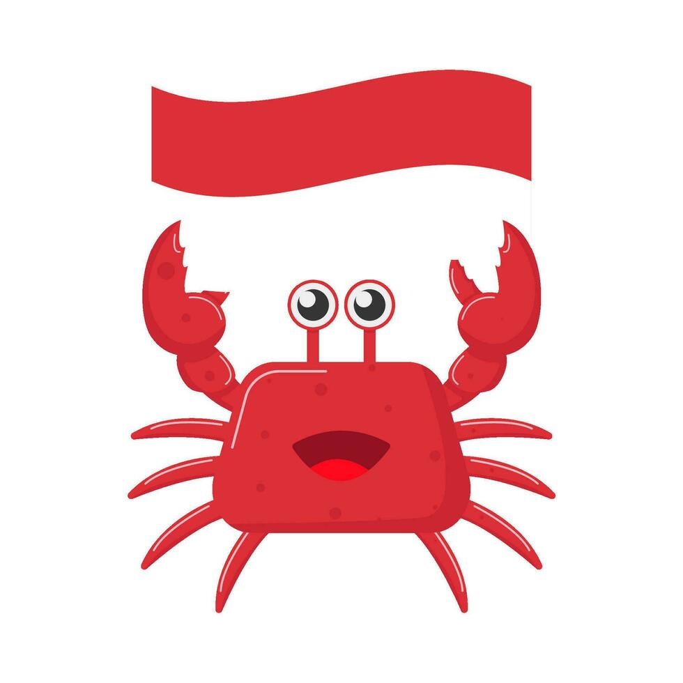 crab with flag indonesian  illustration vector