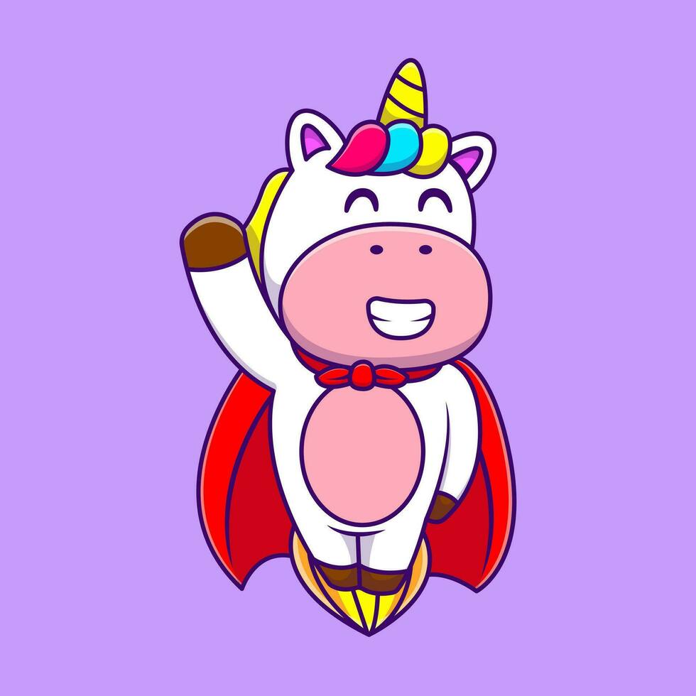 Cute Flying Superhero Unicorn Cartoon Vector Icons Illustration. Flat Cartoon Concept. Suitable for any creative project.