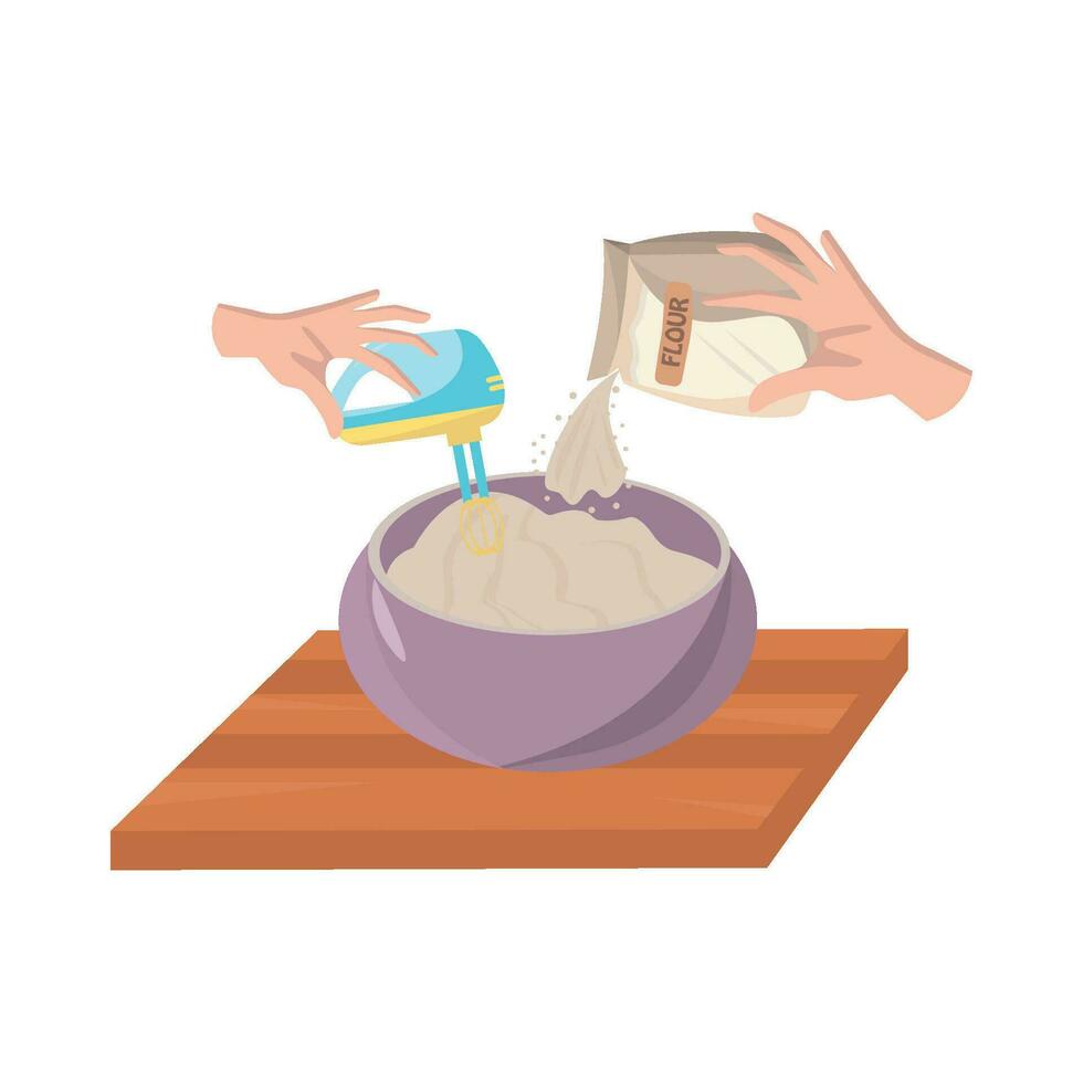 flour in bowl illustration vector