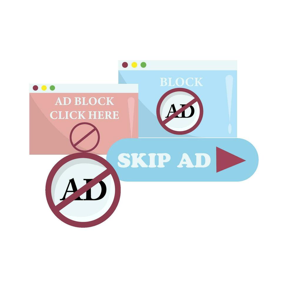 ads blocked in monitor illustration vector
