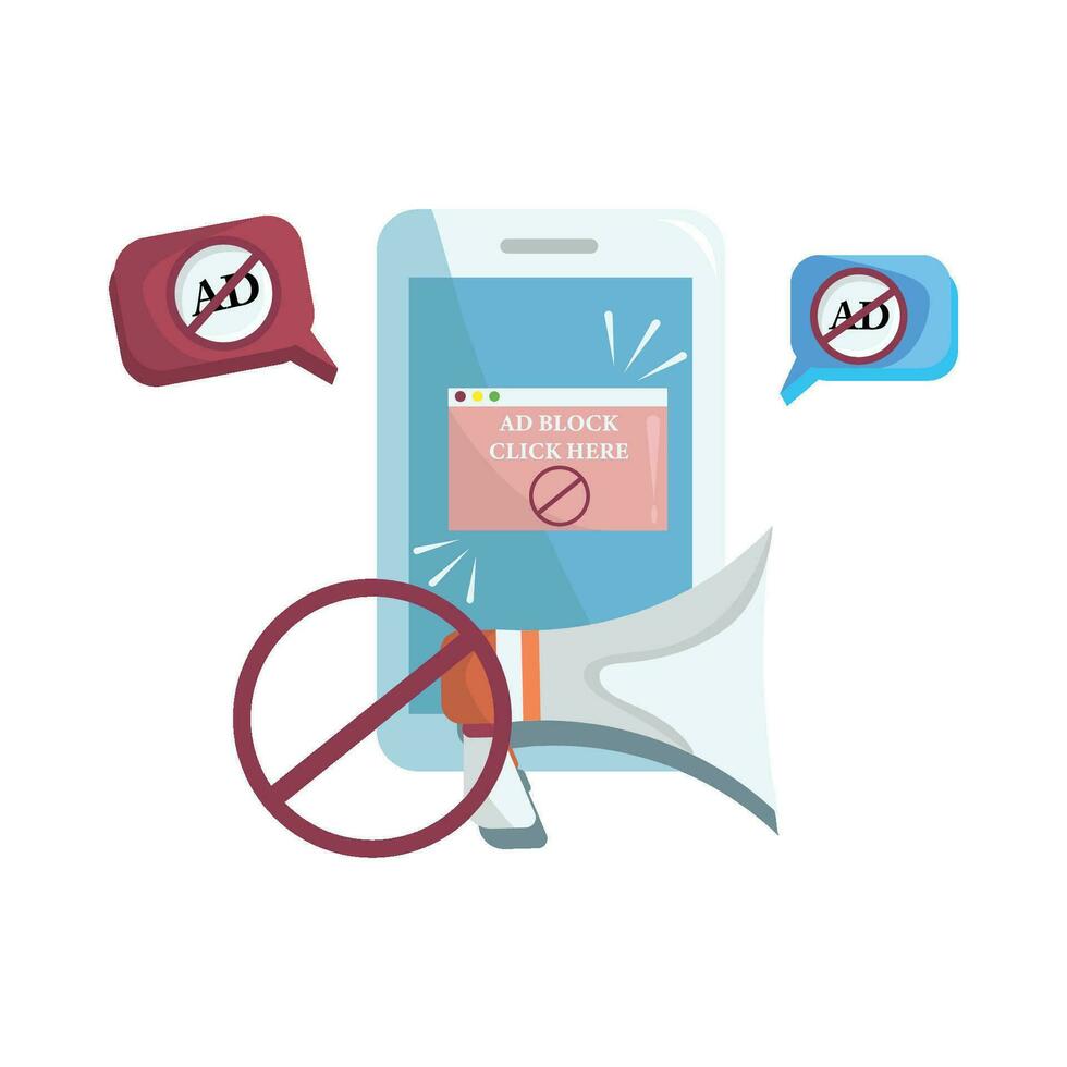 no ads with monitor in mobile phone illustration vector
