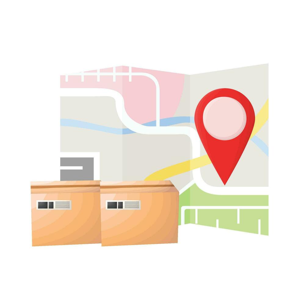 box, location with maps illustration vector