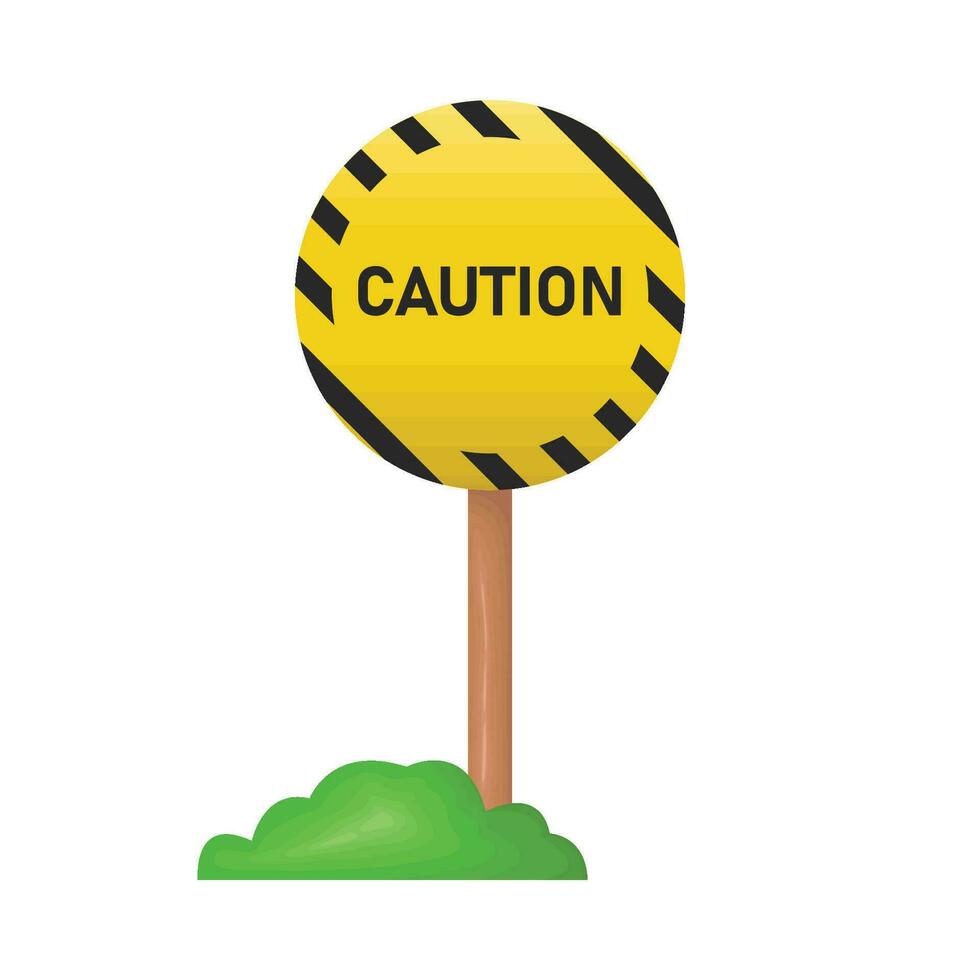 caution board with grass illustration vector