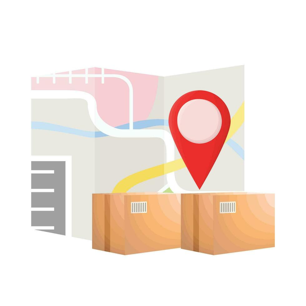 caja, ubicación con mapas ilustración vector