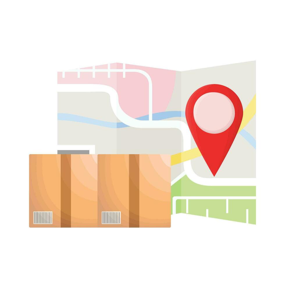 box, location with maps illustration vector