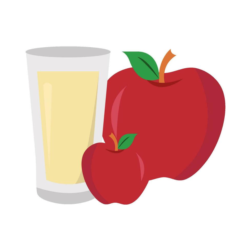 apple fruit with apple juice illustration vector