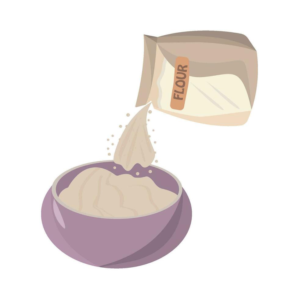 flour in bowl illustration vector