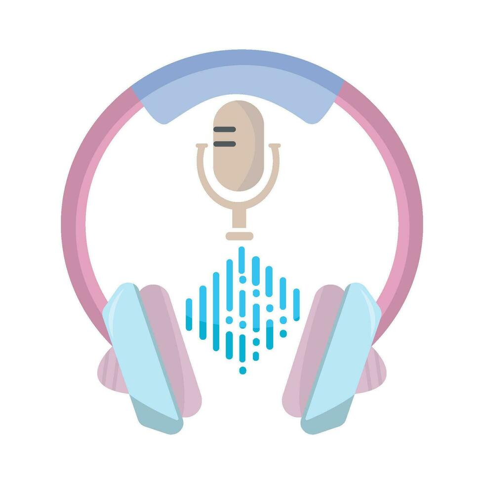 headphone, sound music with microphone illustration vector