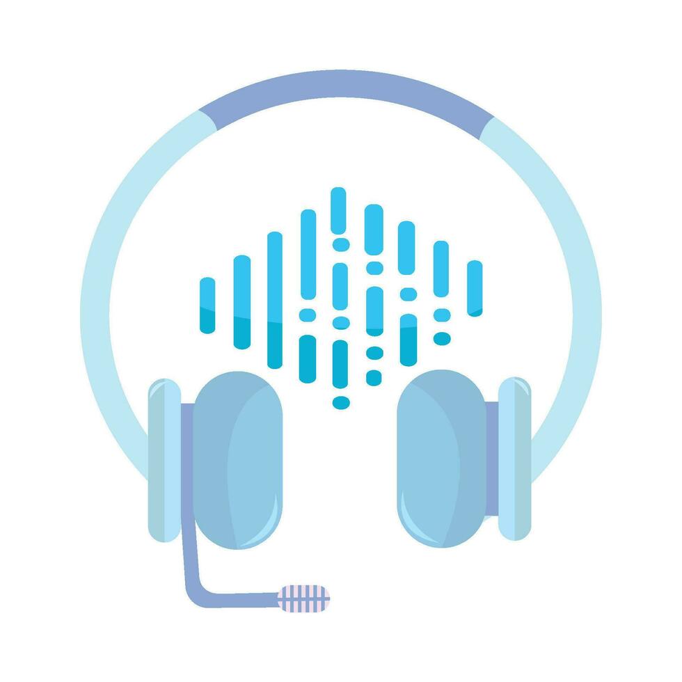 headphone with sound illustration vector