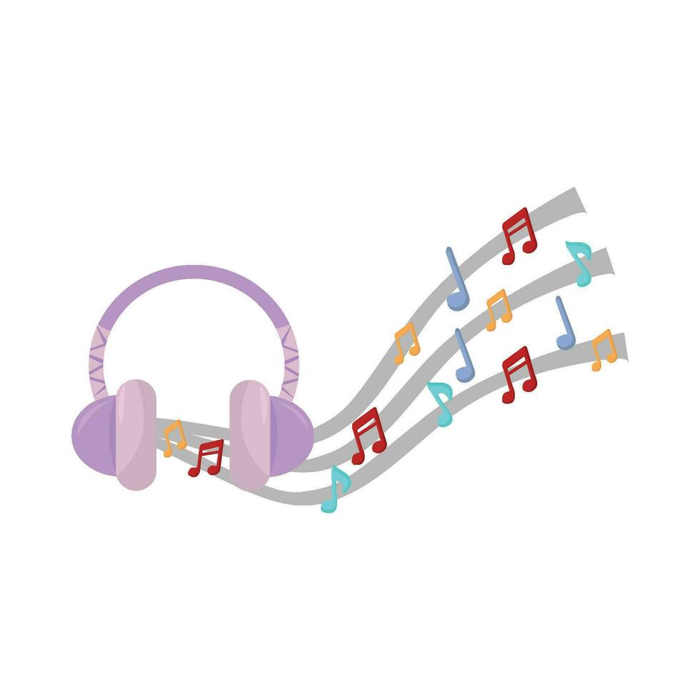 headphone with sound music illustration vector