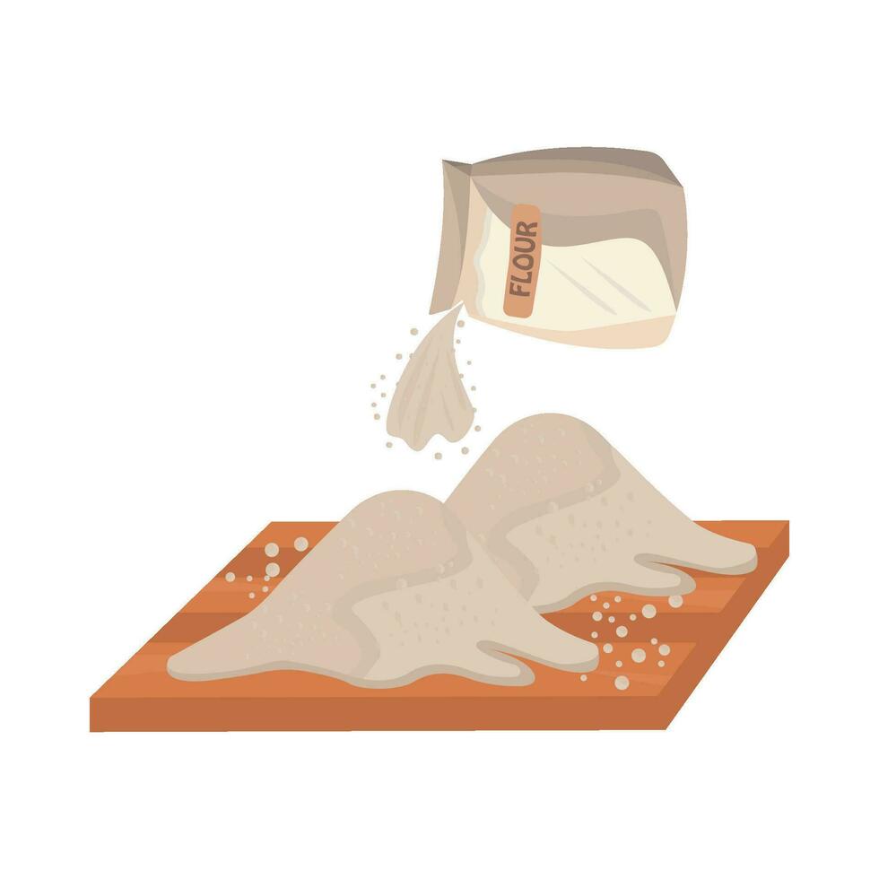 flour in wooden illustration vector