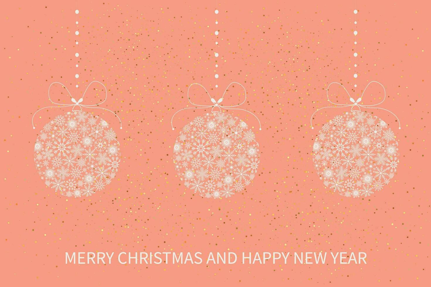 festivo Navidad tarjeta con Navidad pelotas hecho de copos de nieve. alegre Navidad y contento nuevo año saludo tarjeta. vector ilustración