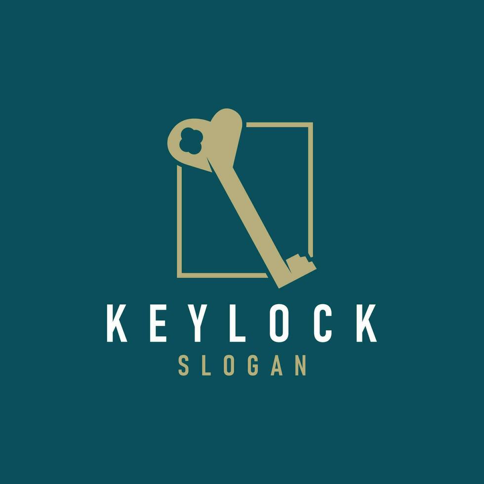 Home security design simple key logo old vintage minimalist template illustration vector