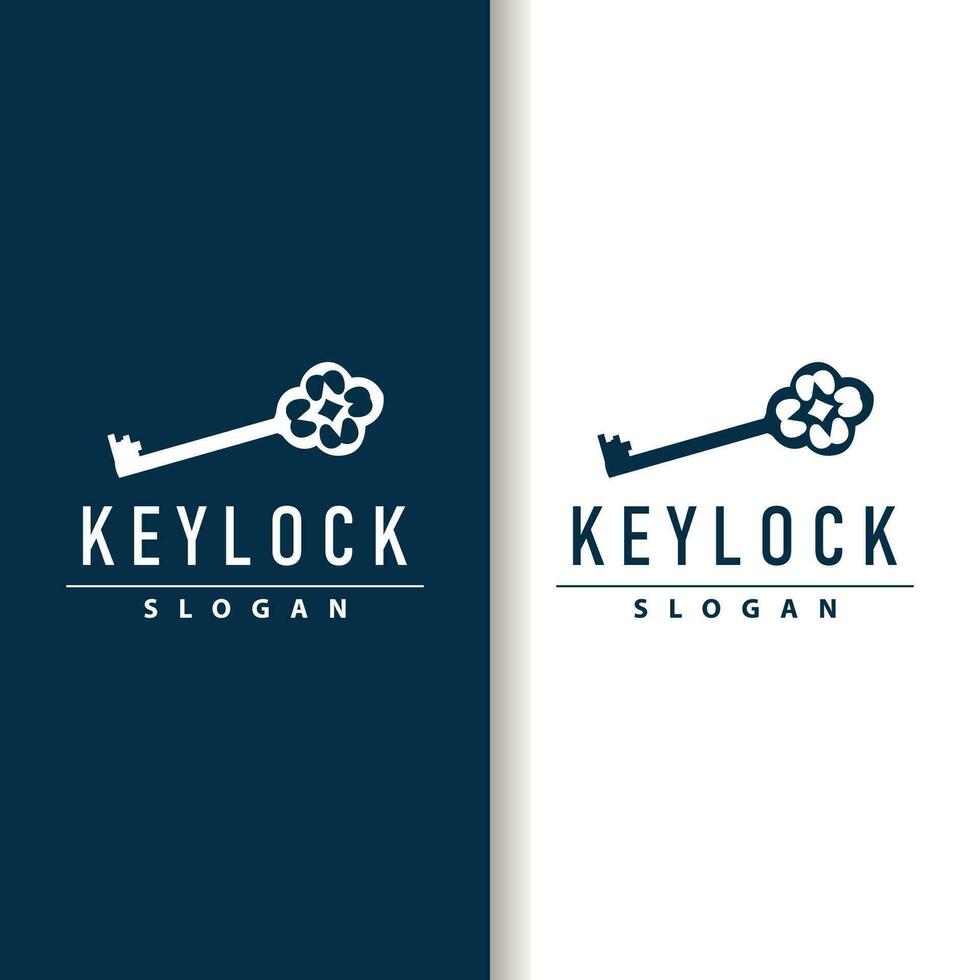 Home security design simple key logo old vintage minimalist template illustration vector