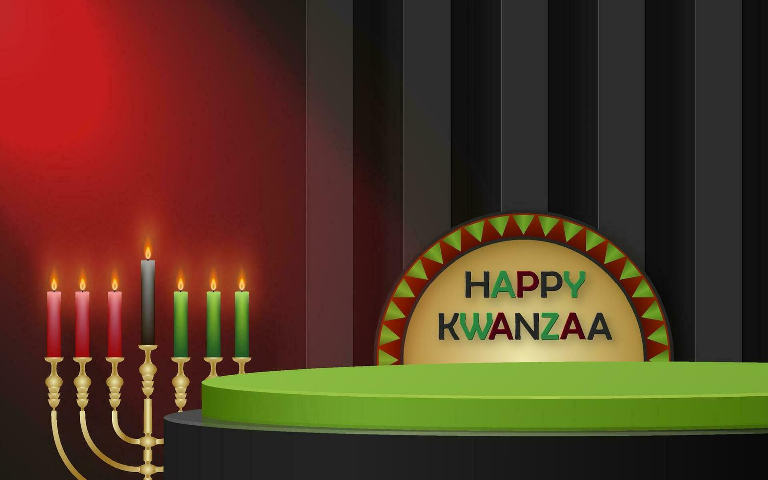 3d Round podium stage for Happy Kwanzaa card vector