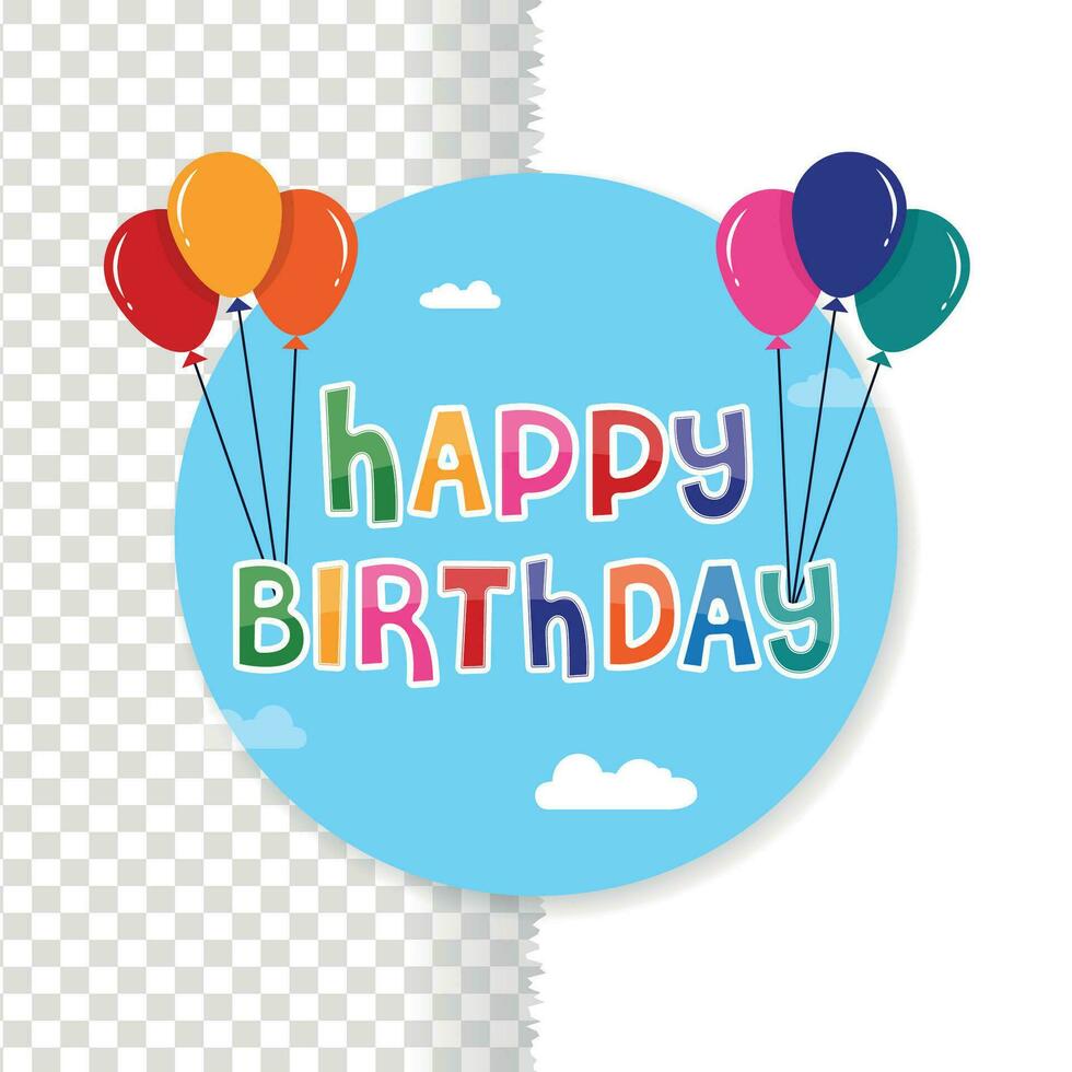 contento cumpleaños linda mano dibujado garabatear letras con globos tarjeta postal, camiseta diseño, fiesta tiempo, pegatina o etiqueta para bandera plano vector ilustración