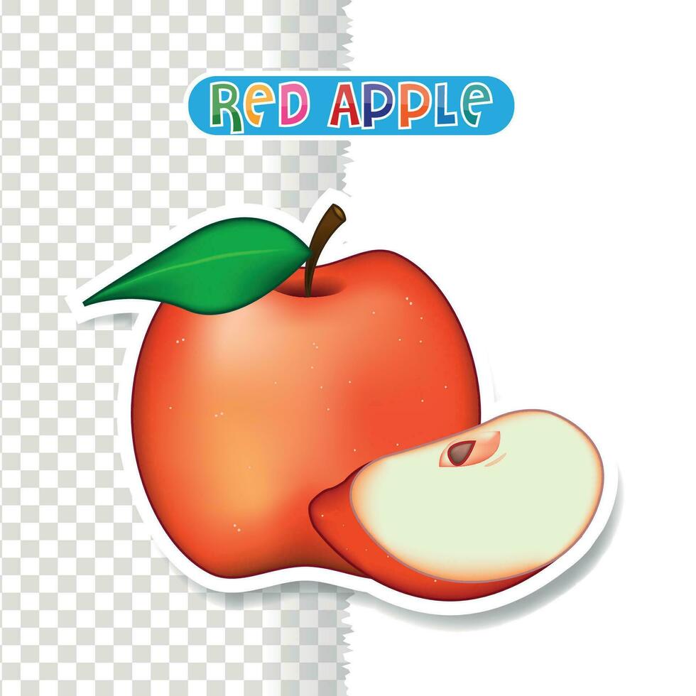 Realistic red apple sticker or label isolated on white background vector