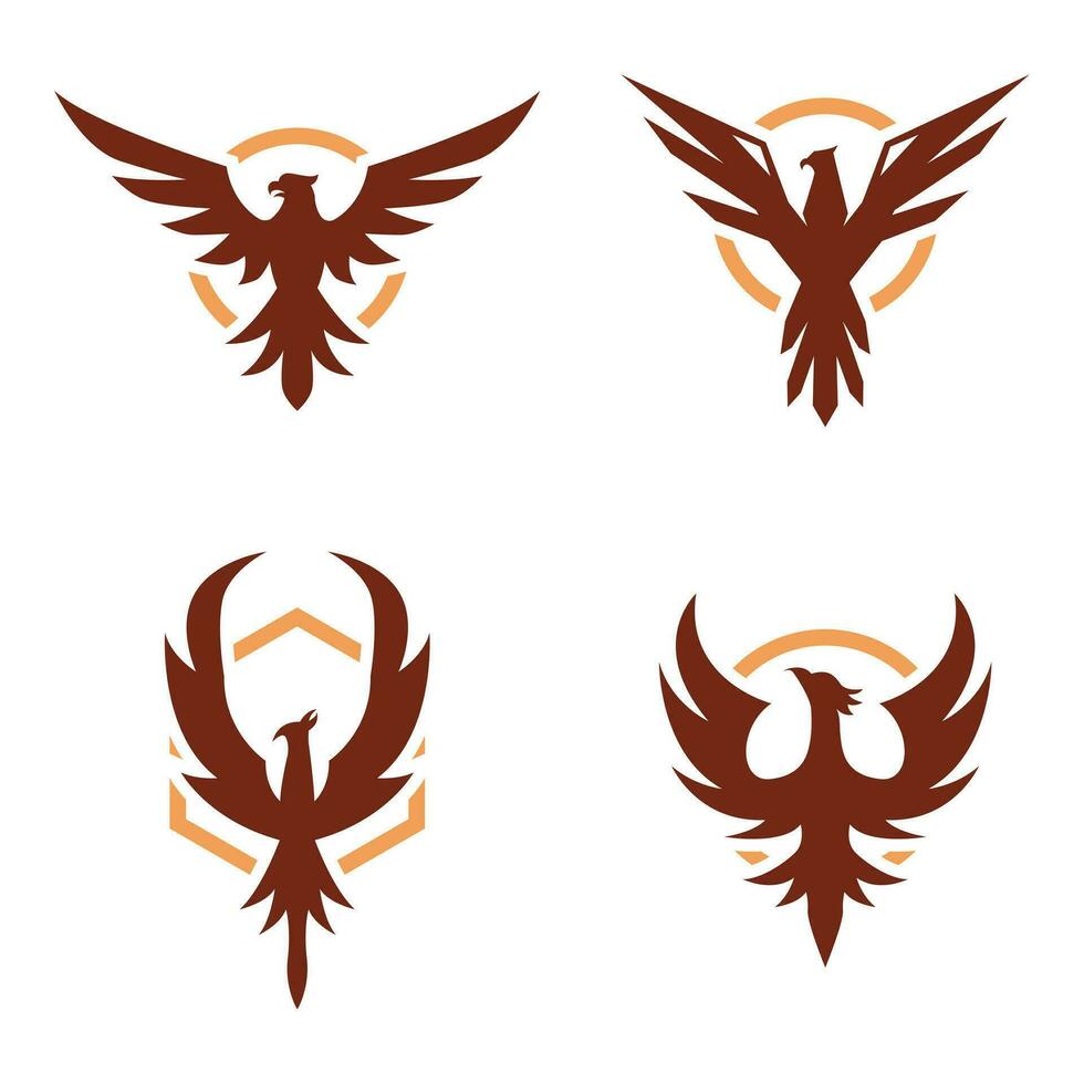 Collection of modern bird logos. Phoenix bird logo. Bird badge logo vector