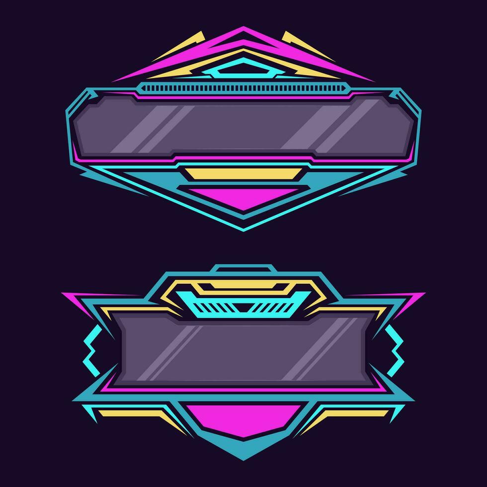 Blank gaming banner logo design. Future style gaming badge logo vector