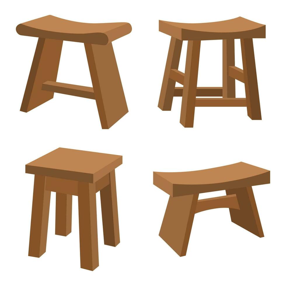 colección de plano diseño de madera sillas vector