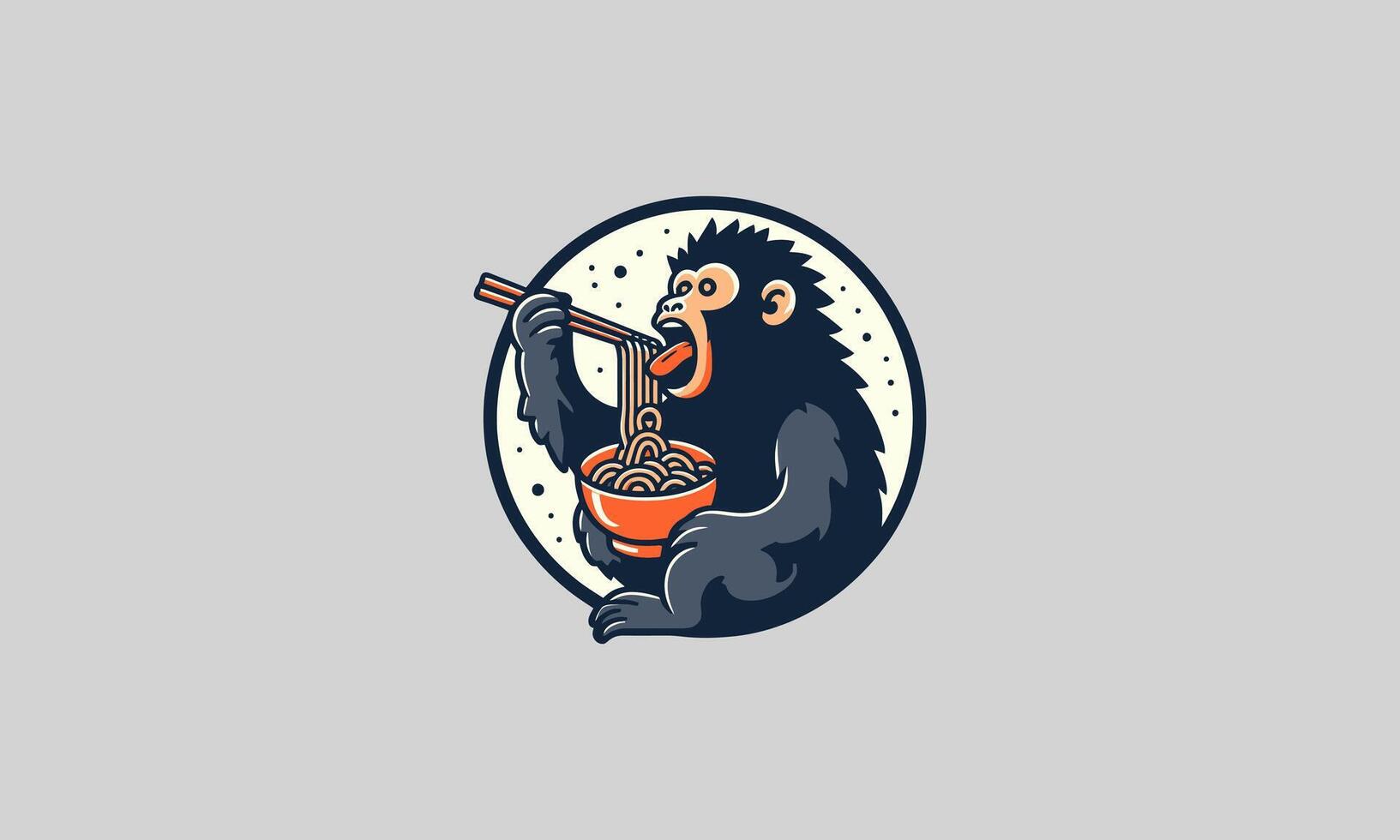 baboon eat ramen vector illustration mascot design
