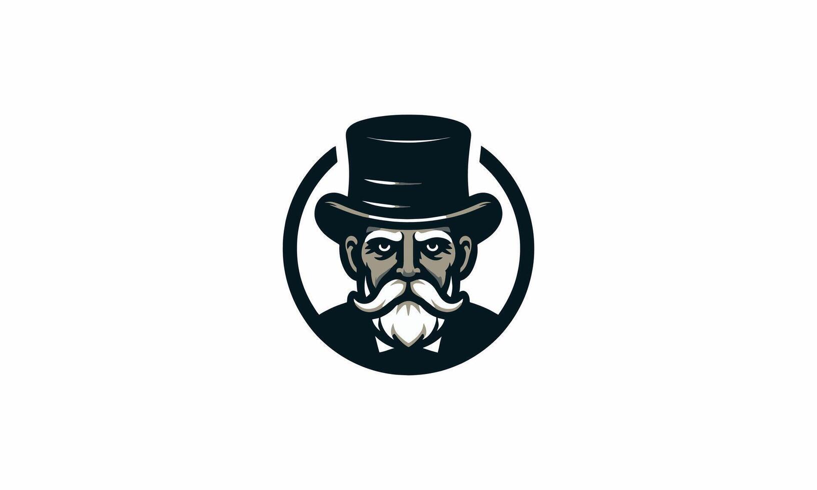 head old man wearing top hat vector flat design