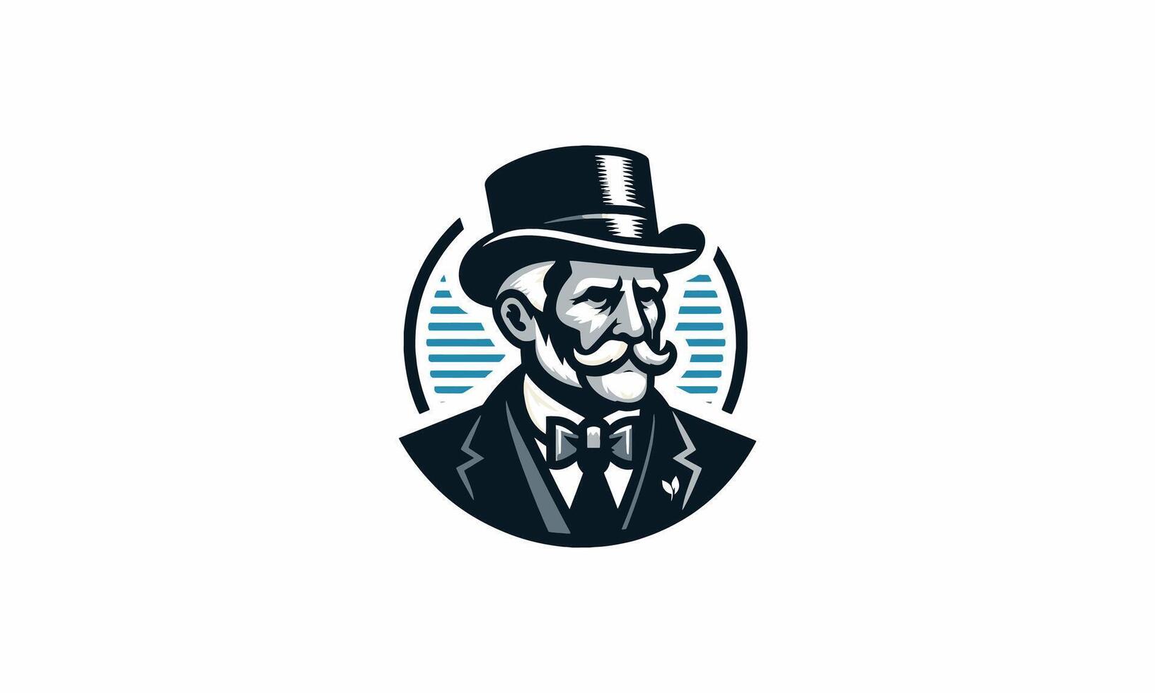 head old man wearing top hat vector flat design