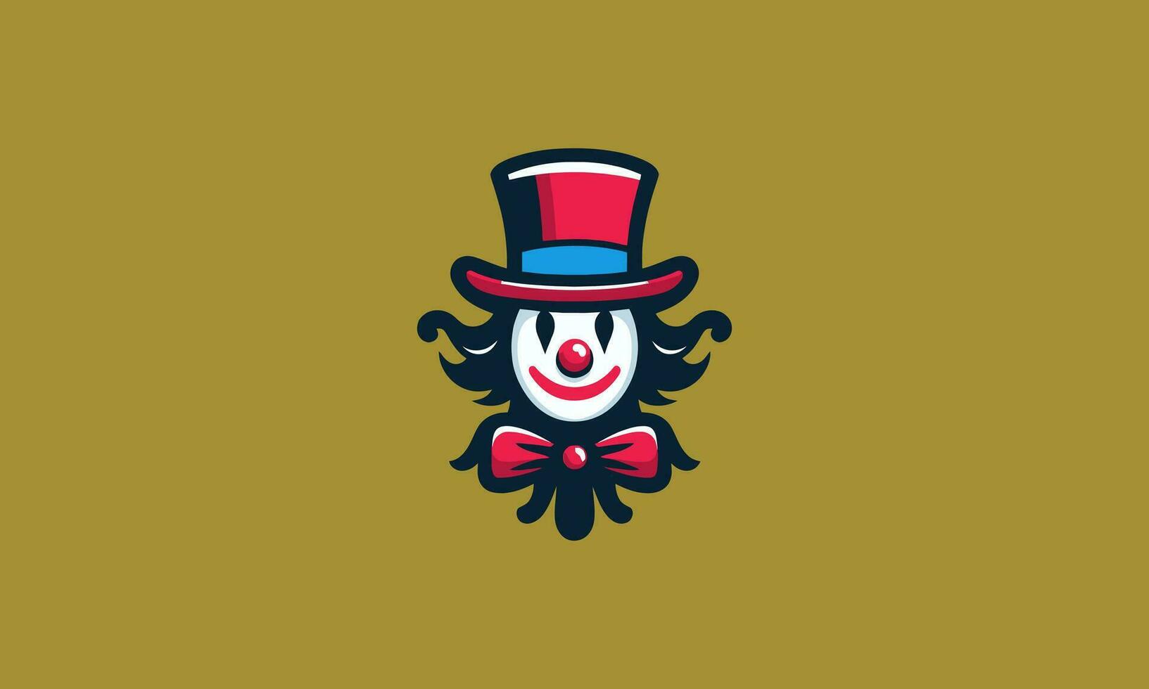 head clown wearing top hat vector logo design