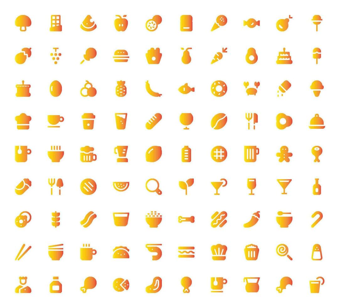 Food and Drinks Icons Set - Restaurant, Culinary, Beverage Vector Collection